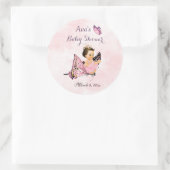 Sticker Rond Papillon princesse bébé fille rose (Sac)