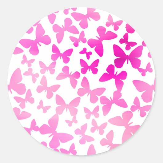 Sticker Rond Papillon (rose) (Devant)