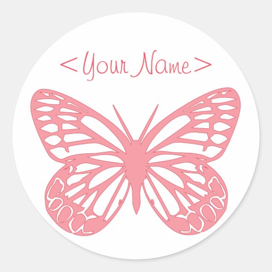 Sticker Rond Papillon rose (Devant)