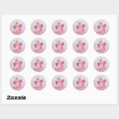 Sticker Rond Papillon rose (Feuille)