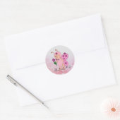 Sticker Rond Papillon rose (Enveloppe)