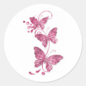 Sticker Rond papillon rose (Devant)