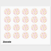 Sticker Rond Papillon rose et or (Feuille)
