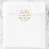 Sticker Rond Papillon rose et or (Sac)
