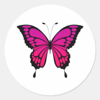 Sticker Rond Papillon rose et violet