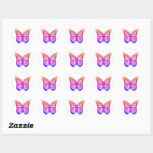 Sticker Rond Papillon rose et violet (Feuille)