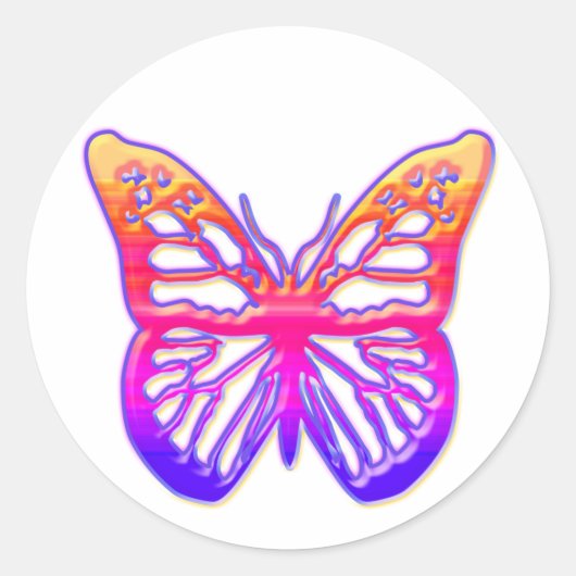 Sticker Rond Papillon rose et violet (Devant)