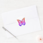 Sticker Rond Papillon rose et violet (Enveloppe)