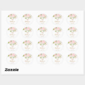 Sticker Rond papillon rose floral merci (Feuille)