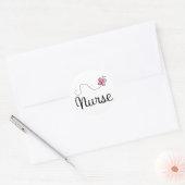 Sticker Rond Papillon rose infirmière cadeau Tee (Enveloppe)