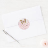 Sticker Rond ・papillon rose merci classique collant rond (Enveloppe)