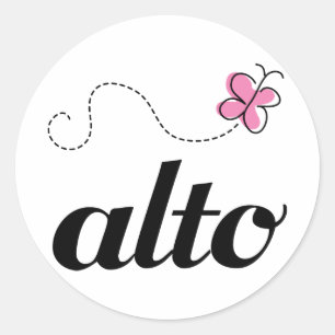 Sticker Rond Papillon rose mou Alto Singer Cadeau