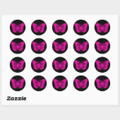 Sticker Rond papillon rose néon classique collant rond (Feuille)