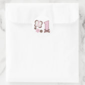 Sticker Rond Papillon rose Premier Anniversaire Classic Sticke  (Sac)