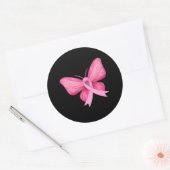 Sticker Rond Papillon rose Ruban Sensibilisation au cancer du s (Enveloppe)