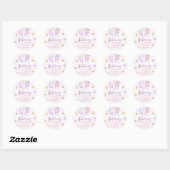 Sticker Rond Papillon rose violet or fille premier anniversaire (Feuille)