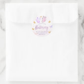 Sticker Rond Papillon rose violet or fille premier anniversaire (Sac)