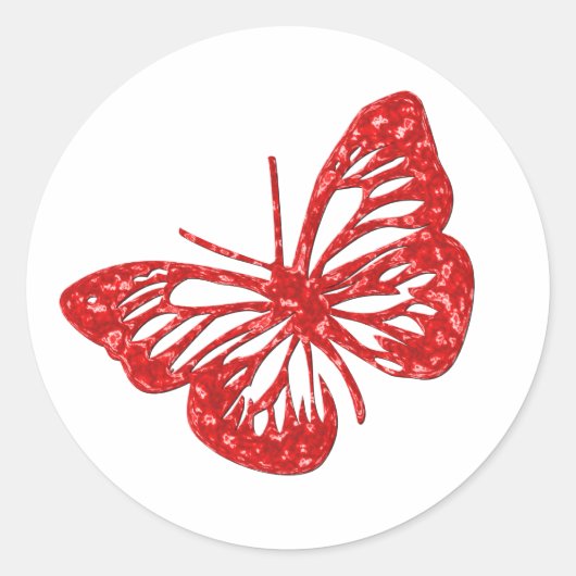 Sticker Rond Papillon rouge (Devant)
