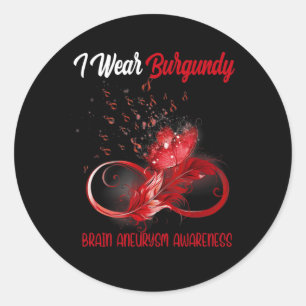 Sticker Rond Papillon Ruban Plume Cerveau Aneurie Sensibilisati