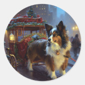 Sticker Rond Papillon Saison de Fêtes de Noël (Devant)