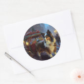 Sticker Rond Papillon Saison de Fêtes de Noël (Enveloppe)