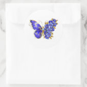 Sticker Rond Papillon saphir à fleurs (Sac)