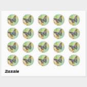 Sticker Rond Papillon sarcelle et violet (Feuille)