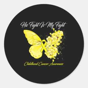 Sticker Rond Papillon Son combat est ma lutte contre le cancer