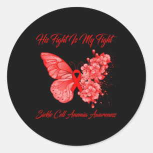 Sticker Rond Papillon Son combat est mon combat Anémie de la fa