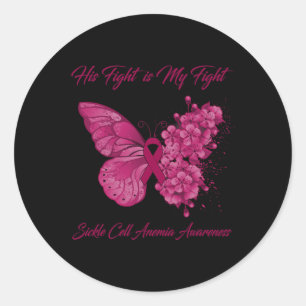 Sticker Rond Papillon Son combat est mon combat Anémie de la fa