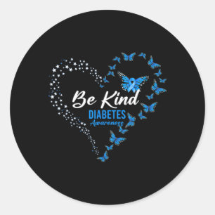 Sticker Rond Papillon Soyez Gentil Ruban Bleu de Sensibilisatio
