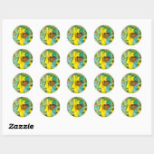 Sticker Rond Papillon sur un tournesol (Feuille)