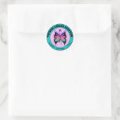 Sticker Rond Papillon survivant du cancer de la thyroïde (Sac)