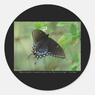 Sticker Rond Papillon Swallowtail Noir - Cadeaux d'amour & Vête