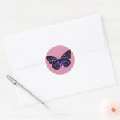 Sticker Rond Papillon Tacheté de Violet (Enveloppe)