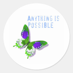 Sticker Rond Papillon Tout est possible