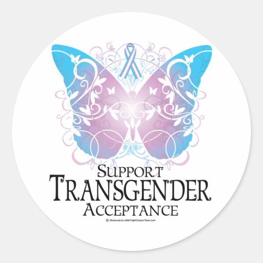 Sticker Rond Papillon transgenre (Devant)