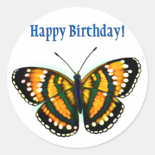 Sticker Rond Papillon tropical de jaune de soleil de joyeux