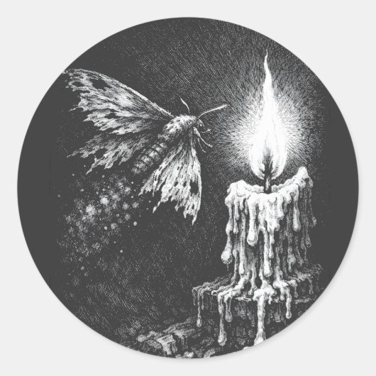 Sticker Rond Papillon vers la Flamme — par BurnsInHell (Devant)