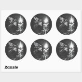 Sticker Rond Papillon vers la Flamme — par BurnsInHell (Feuille)