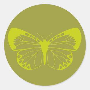 Sticker Rond Papillon vert
