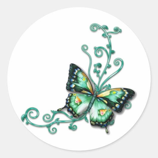 Sticker Rond papillon vert (Devant)