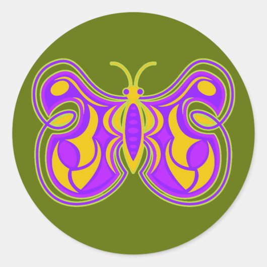 Sticker Rond Papillon Vintage (Devant)