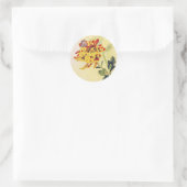 Sticker Rond Papillon vintage classique de chrysanthème (Sac)