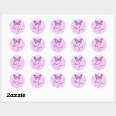 Sticker Rond papillon violet merci (Feuille)