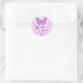 Sticker Rond papillon violet merci (Sac)