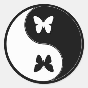 Sticker Rond Papillon Yin Yang