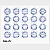 Sticker Rond Papillons Aquarelle Indigo Bleu Enregistrer la dat (Feuille)