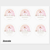 Sticker Rond Papillons arc-en-ciel Anniversaire Pastel Merci ro (Feuille)