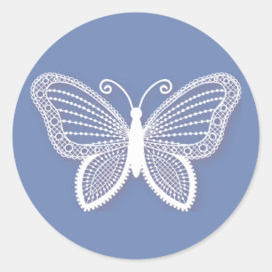 Sticker Rond Papillons Bleu Barbeau Mariage Papillons